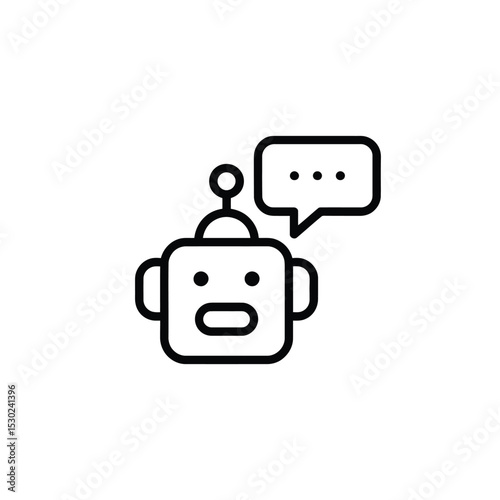 Simple Robot Icon with Speech Bubble and Three Dots