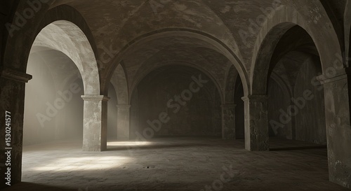 Several round arches form an old vault.