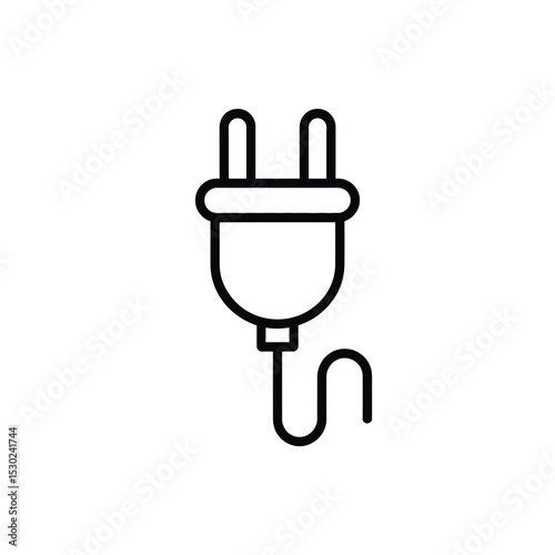 Electrical Plug Icon Simple Black Outline on White Background