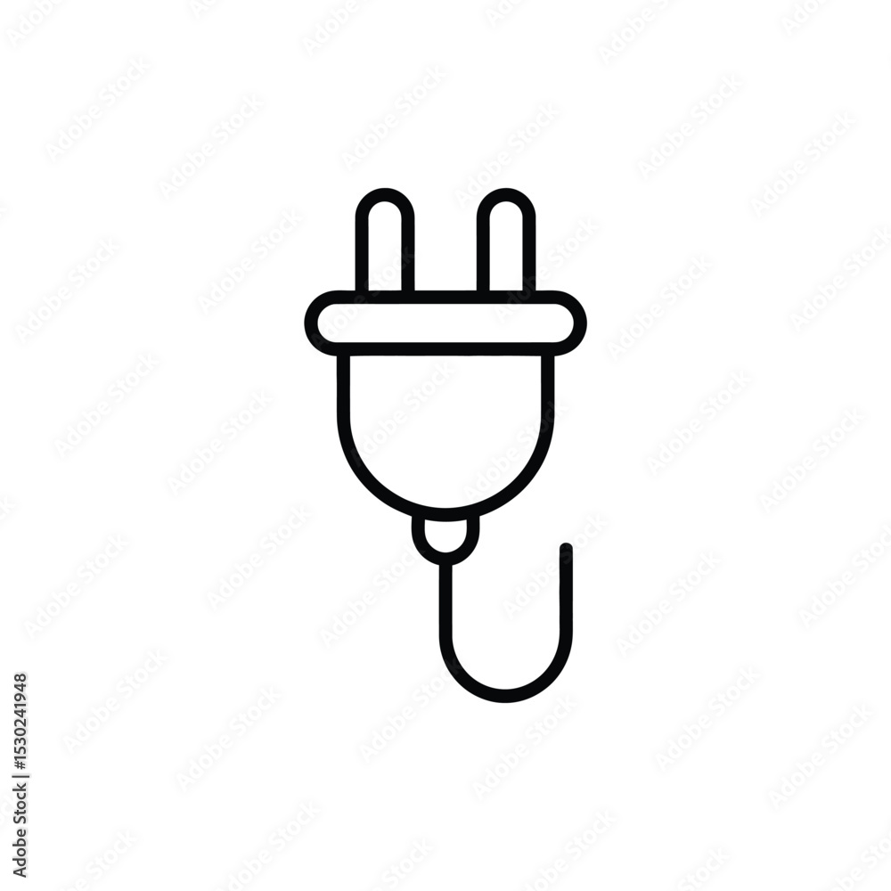 Simple Line Drawing of an Electrical Plug on White Background Simple Line Drawing of an Electrical Plug on White Background