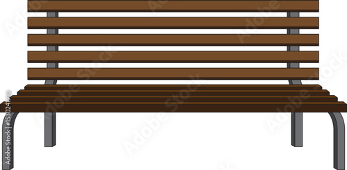 Wooden Park Bench Front View Vector