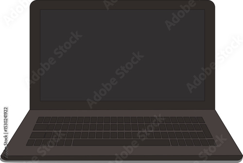 Open Laptop Front View Vector