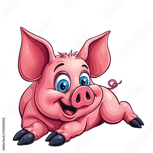 
Hand drawn cartoon pig vector illustration