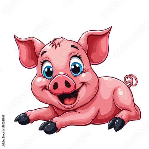 
Hand drawn cartoon pig vector illustration