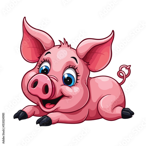 
Hand drawn cartoon pig vector illustration