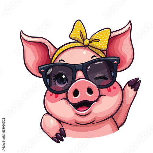 
Hand drawn cartoon pig vector illustration