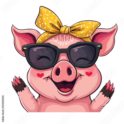 
Hand drawn cartoon pig vector illustration