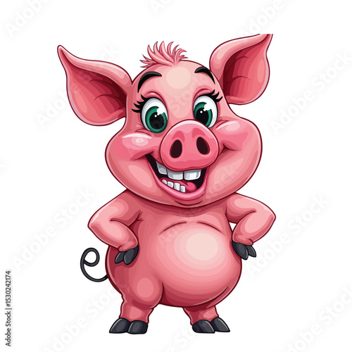 
Hand drawn cartoon pig vector illustration