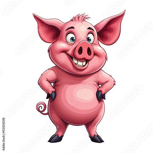 
Hand drawn cartoon pig vector illustration