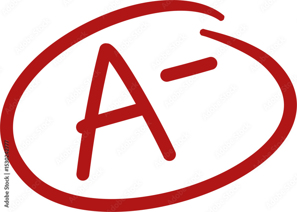 Obraz premium Red A- Grade, Oval Circle, Exam Result