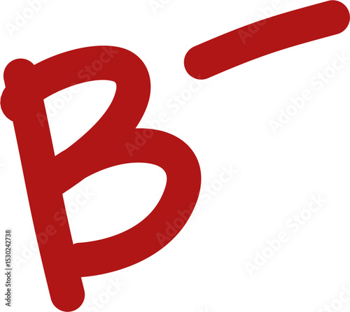 Red Brushstroke B Minus Grade on White.