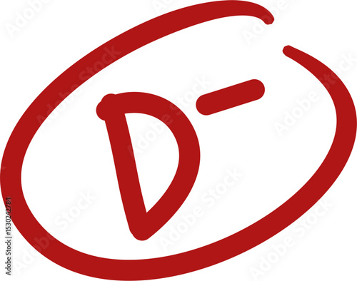 Red D- Grade: Hand-Drawn, Circled