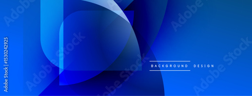 Abstract blue layers create dynamic visual flow. Smooth gradients, modern design elements, clean aesthetic. Background suggests technology, innovation.