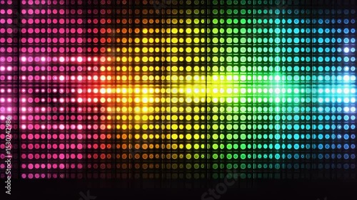 Dynamic display of multicolored LED lights creating a vibrant, pulsating background