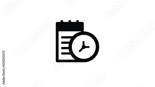 Time Management Icon: Calendar & Clock - Schedule, Planning, Productivity