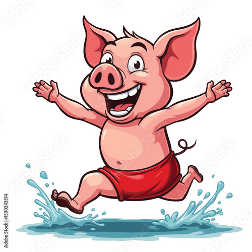 
Hand drawn cartoon pig vector illustration