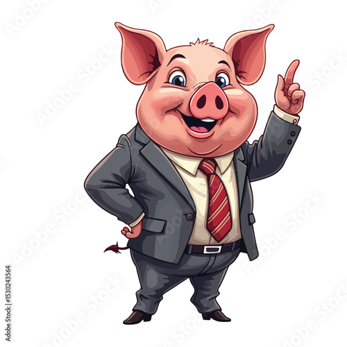 
Hand drawn cartoon pig vector illustration