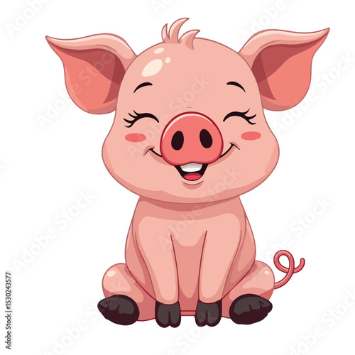 
Hand drawn cartoon pig vector illustration