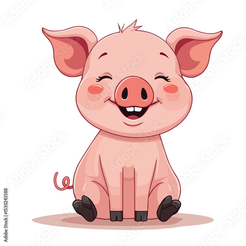
Hand drawn cartoon pig vector illustration