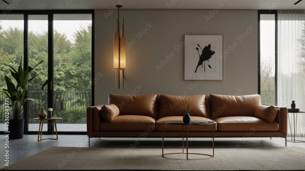 Fototapeta premium Modern living room with view