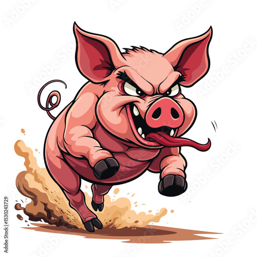 
Hand drawn cartoon pig vector illustration