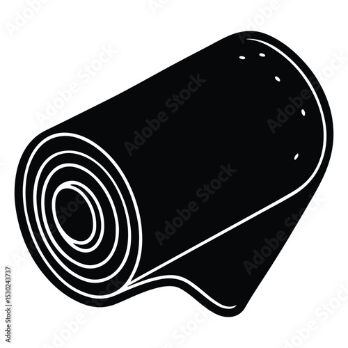 fabric roll sketch icon silhouette vector black and white illustration
