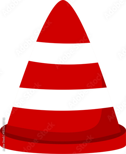 Red & White Traffic Cone: Safety Symbol, Isolated Vector Illustration.