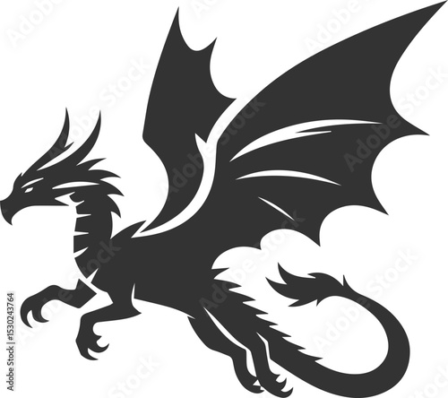 Wallpaper Mural Vector drawing silhouette of a flying dragon illustration Torontodigital.ca