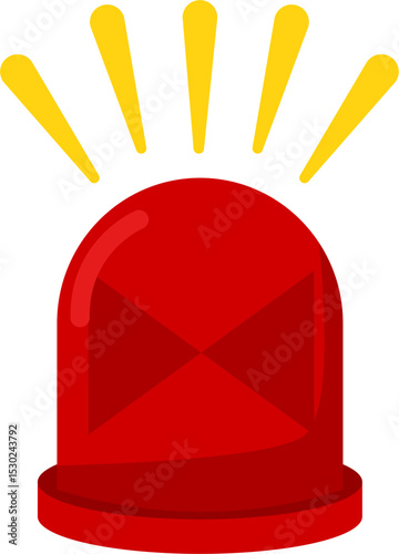 Flashing Red Dome with Yellow Rays, Alert Icon Graphic