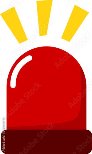 Red Dome Light with Yellow Rays, Alert Signal Illustration.