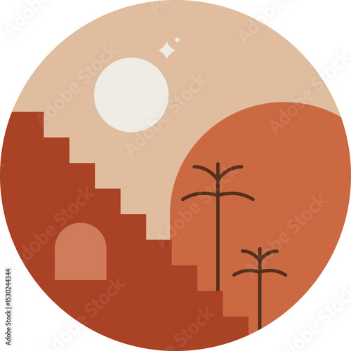Bohemian Landscape Desert Illustration Element
