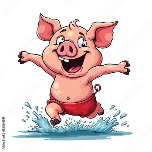 
Hand drawn cartoon pig vector illustration
