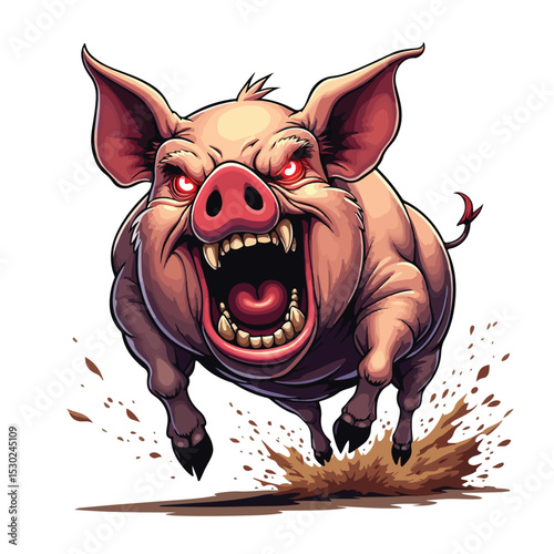 
Hand drawn cartoon pig vector illustration