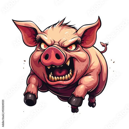 
Hand drawn cartoon pig vector illustration