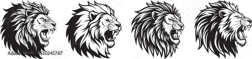 concept idea of ​​angry lion head as logo game gaming gamer team e sport, vector illustration, isolated on transparent background