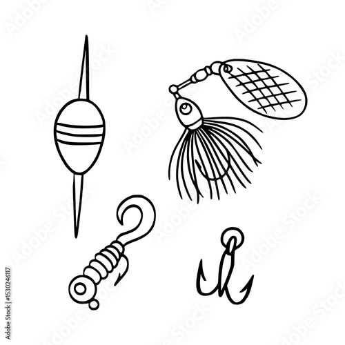 angling gear line art illustration
