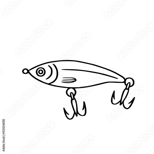 classic fish fishing lure outline drawing