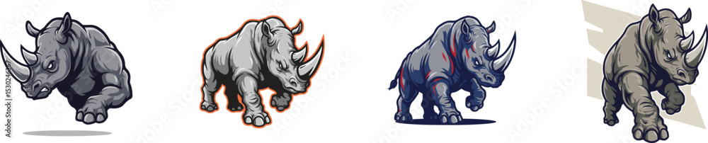 Fototapeta premium angry red rhino concept idea as game logo gaming gamer team e sport, vector illustration, isolated on transparent background