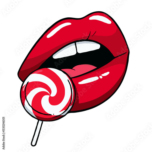 red lips with lollipop