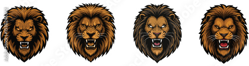 concept idea of ​​angry lion head as logo game gaming gamer team e sport, vector illustration, isolated on transparent background
