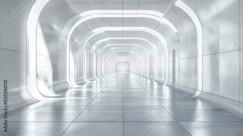 Futuristic White Corridor Design