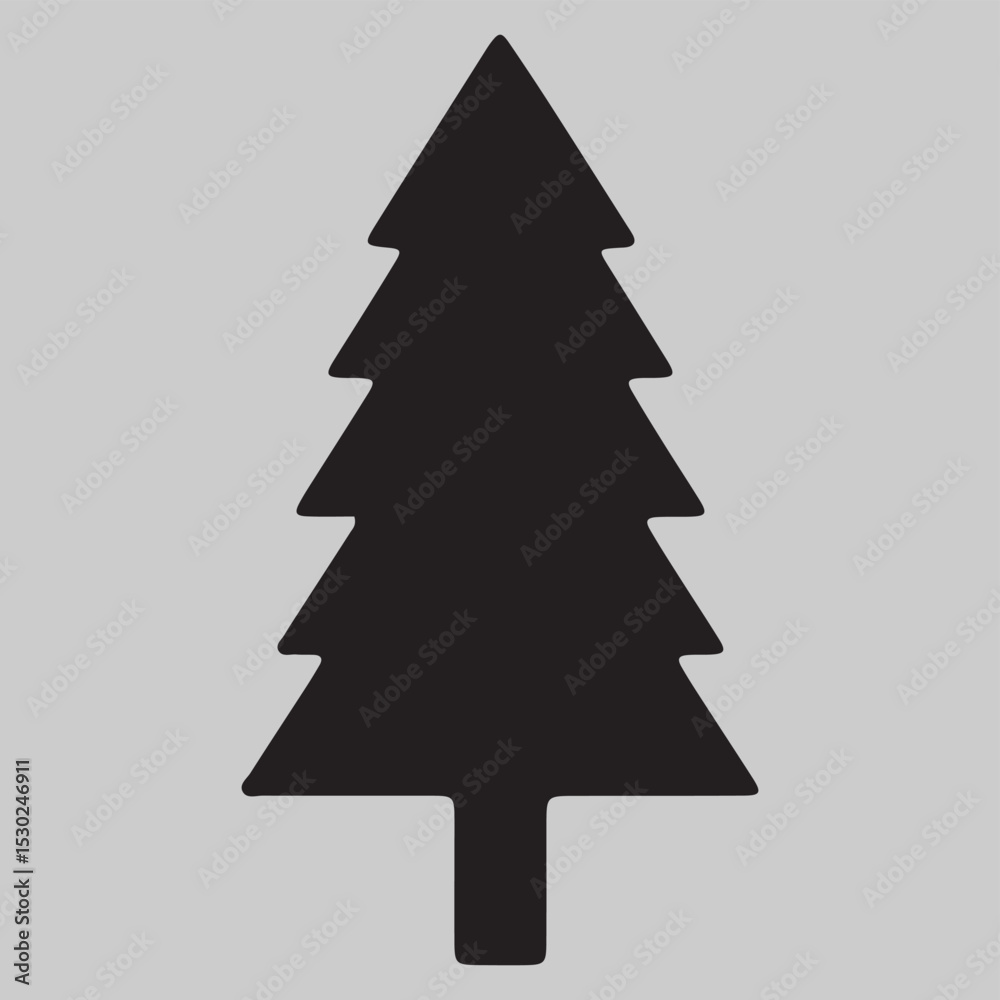Fototapeta premium Simple Black Christmas Tree Silhouette