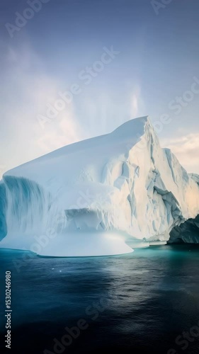 Wallpaper Mural Dramatic iceberg with jagged ice formations under warm light floating on dark waters near polar region Torontodigital.ca