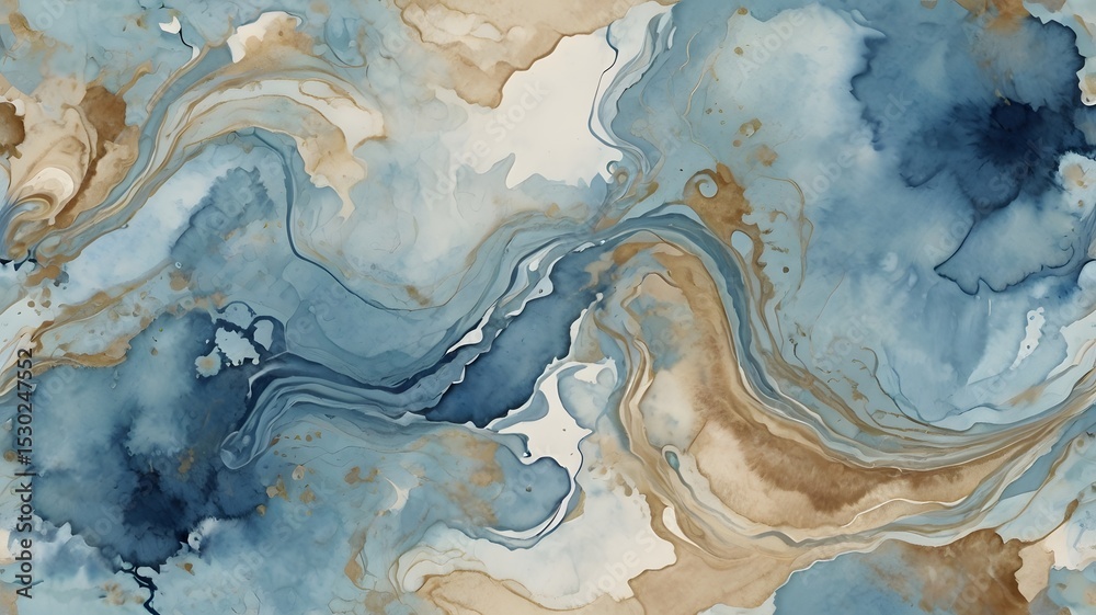 Fototapeta premium Marble abstract acrylic background. Marbling artwork texture. Agate ripple pattern. Gold powder.