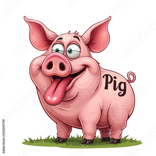 
Hand drawn cartoon pig vector illustration