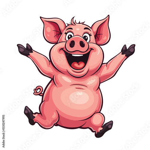 
Hand drawn cartoon pig vector illustration