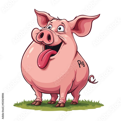 
Hand drawn cartoon pig vector illustration