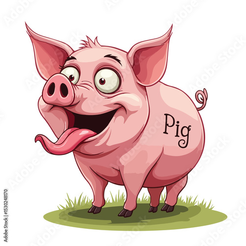 
Hand drawn cartoon pig vector illustration