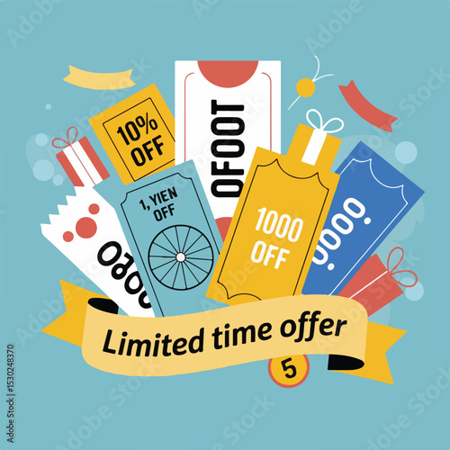 Coupon & Giveaway Elements – Flat Vector Promotional Set