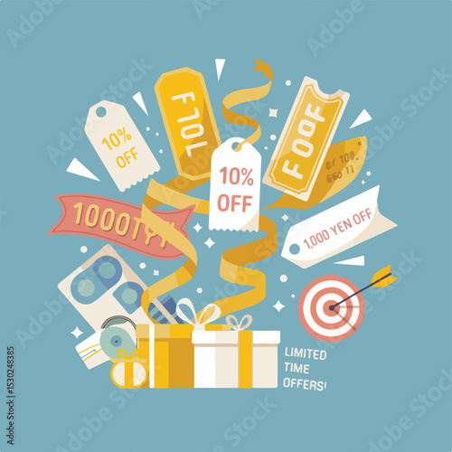 Coupon & Giveaway Elements – Flat Vector Promotional Set
